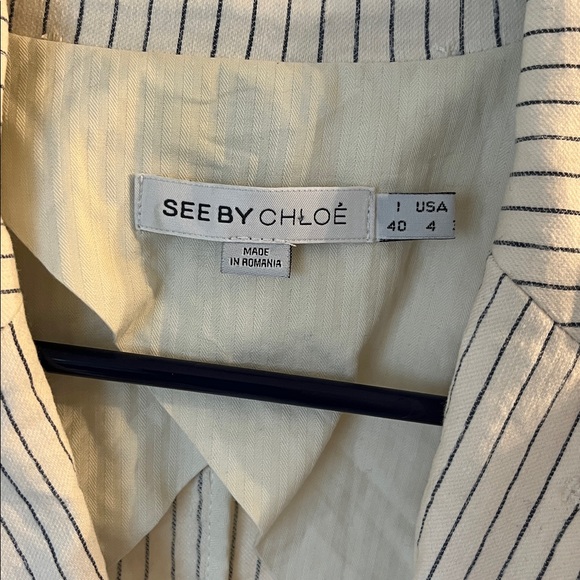 CHLOE Cotton flax striped blazer - Picture 3 of 5